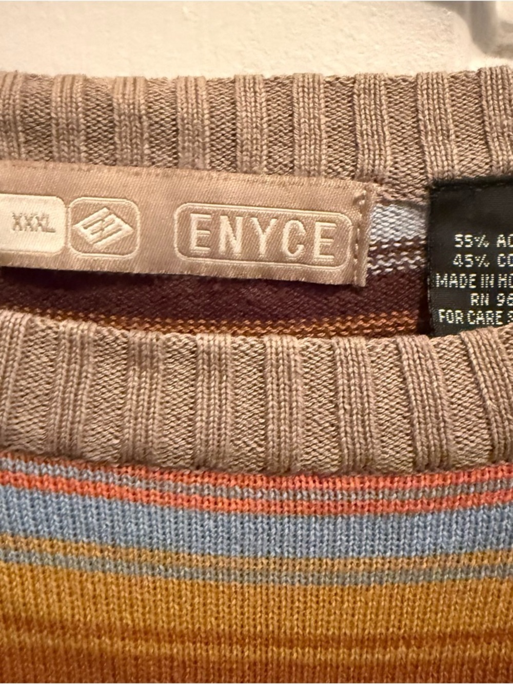 Vintage Y2K ENYCE XXXL Pastel Stripe Knit Sweater Short Sleeve Streetwear - Picture 3 of 8